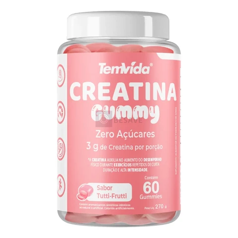 Creatina Gummy em Gomas Zero Açúcar 60 Unidades 3g Tem Vida