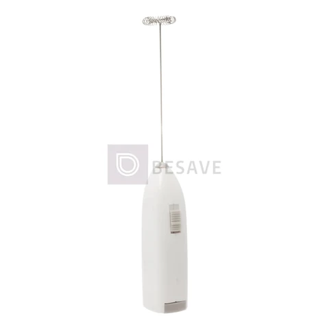 LYOR - Mini Mixer Misturador Elétrico para Bebidas - Inox e Plástico Branco - Eficiente e Compacto para Batidas e Misturas Rápidas