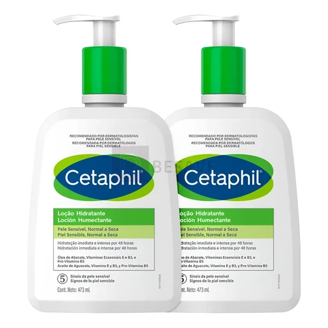 Emulsão Cetaphil Kit Cetaphil Loção Hidratante Corporal e Facial en dispensador 473mL neutra - kit x 2 unidades