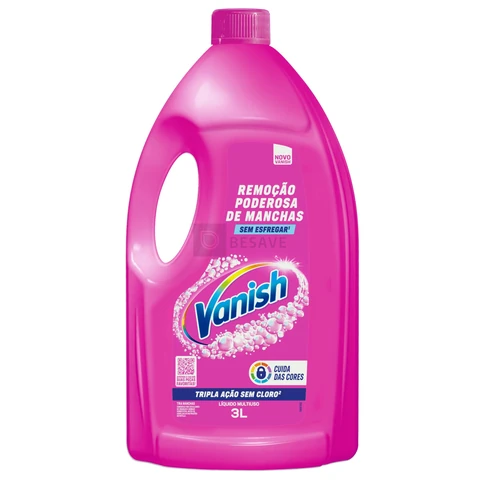 Tira Manchas Líquido Vanish Oxi Action Pink 3L para Roupas Coloridas. Sem Cloro, Remove Manchas sem Danificar o Tecido, Preserva as Cores e Deixa as Roupas com Aparência de Nova